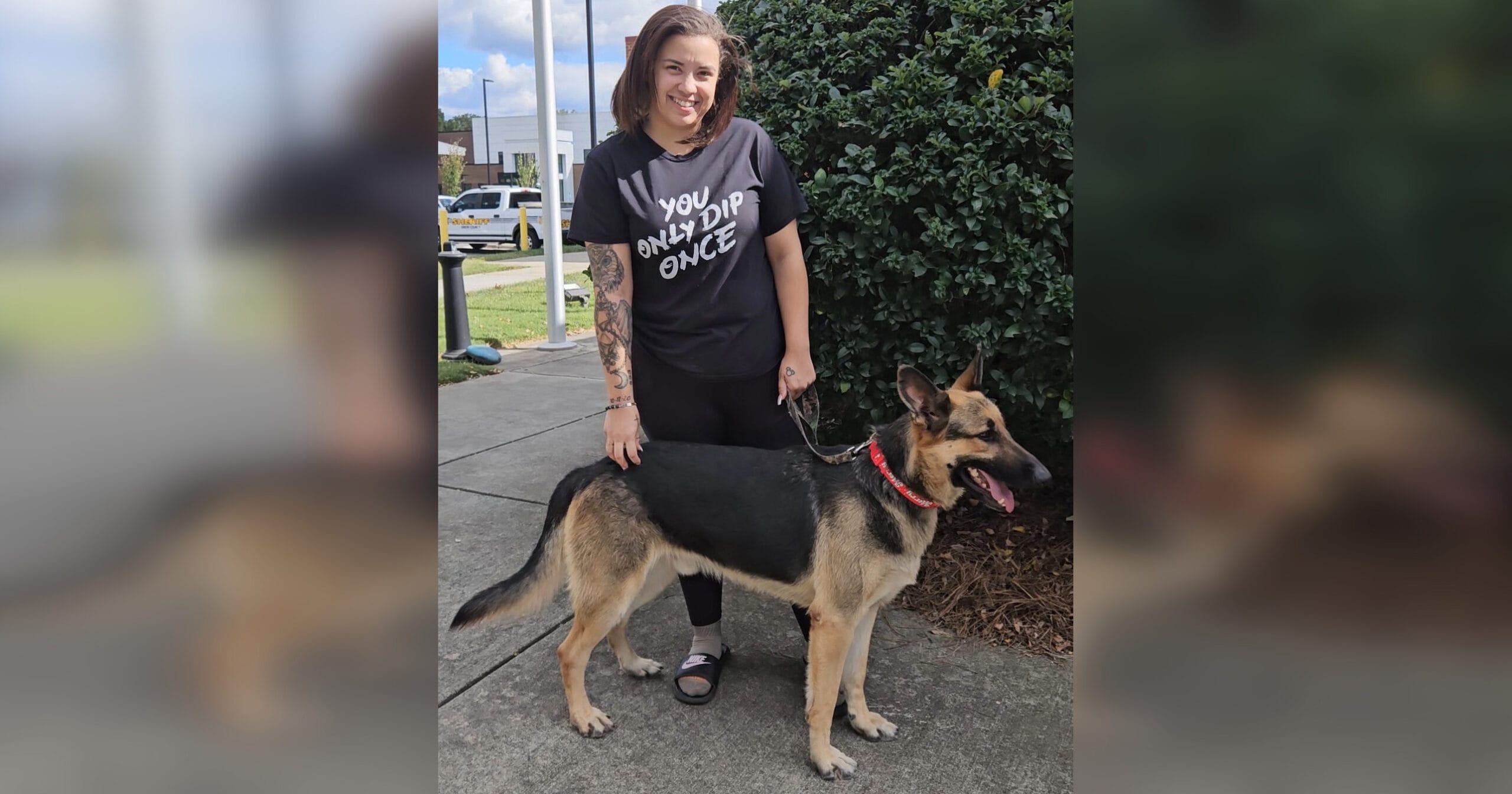 Jade and her long-lost dog Smokey, whom she found at a shelter by chance.